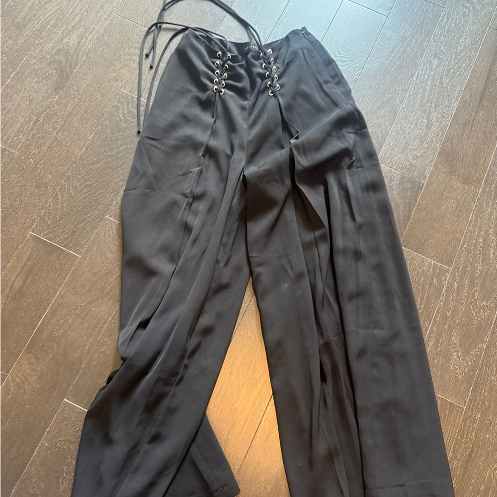 Endless Rose Black Lace-Up Wide Leg Pants in size small